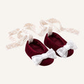 Ballerina e in velluto bordeaux lacci a schiava in pizzo