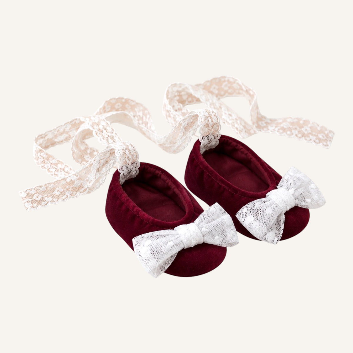 Ballerina e in velluto bordeaux lacci a schiava in pizzo