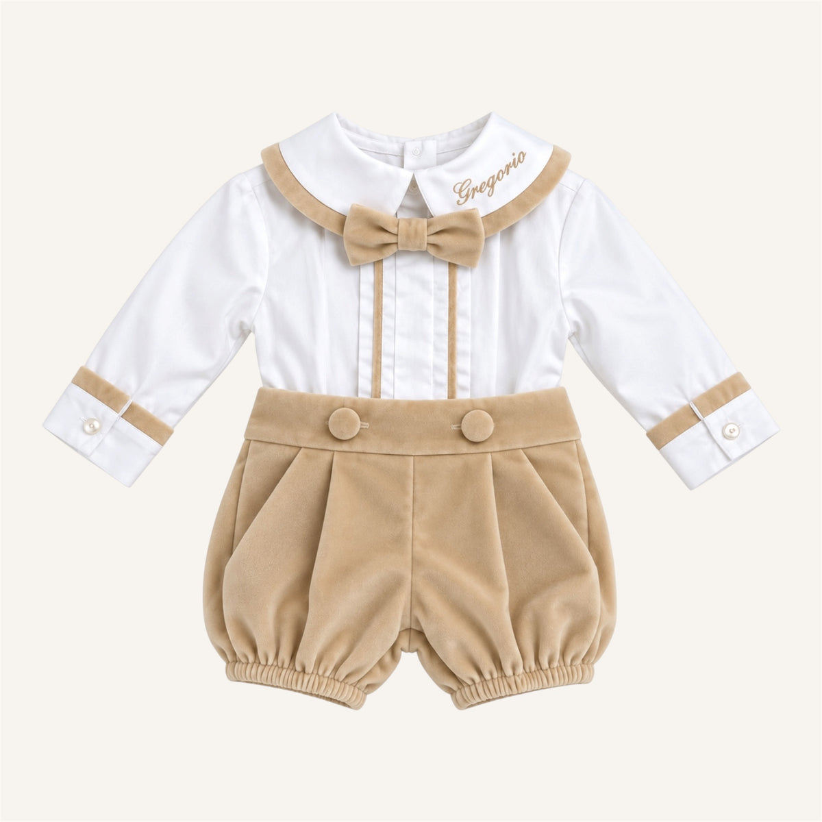 Completo in velluto beige