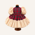 Abito in tartan con tulle