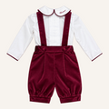 Completo in velluto bordeaux con camicia in cotone personalizzata