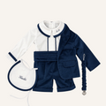 Completo battesimale in velluto blu notte