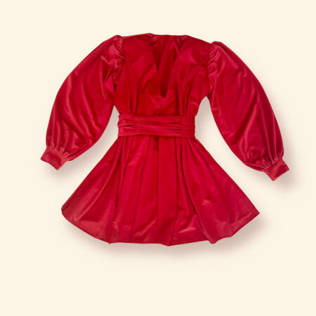 Abito in velvet con cintura plisse