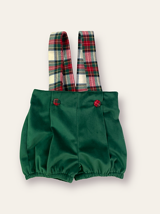 Pantalocini con bretelle tartan