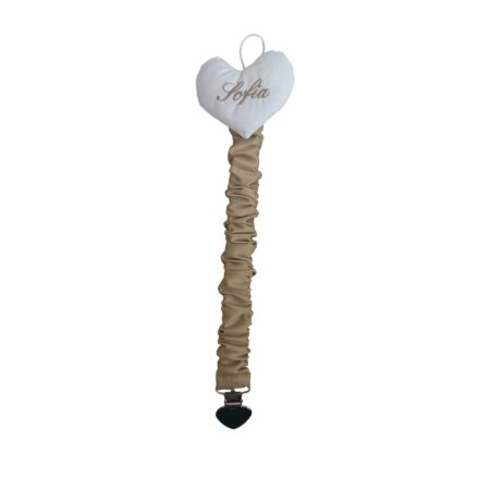 Catenina ciuccio in seta con charm cuore