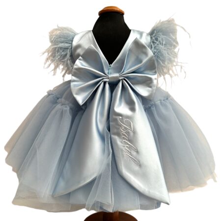 Abito pearl corpino in seta celeste baby