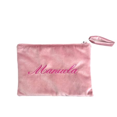 Pochette Barbie in velluto con doppio ricamo