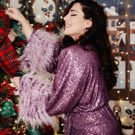 Abito paiette e piume