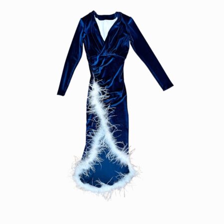 Abito velvet piume