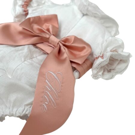 Pagliaccetto in puro lino con cintura in seta