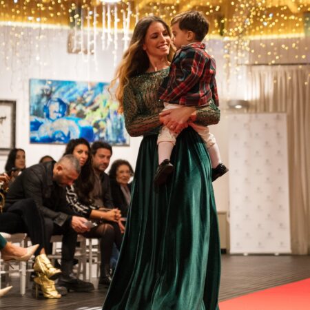 Top perline rombi, gonna lunga in velvet