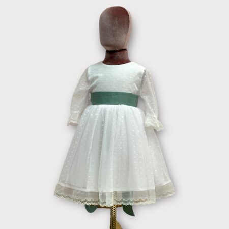 Abito in lino con tulle pois