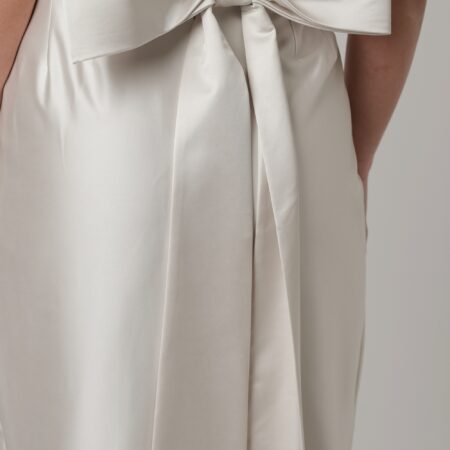 Abito corpetto perline e gonna drappeggiata in seta