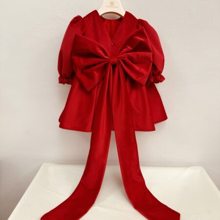 Abito in velluto con code lunghe