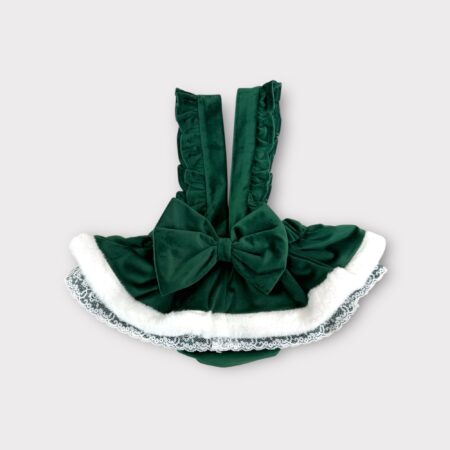 Culotte in velluto verde con pizzo e pelliccia