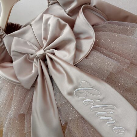 Abito balze in seta rosa