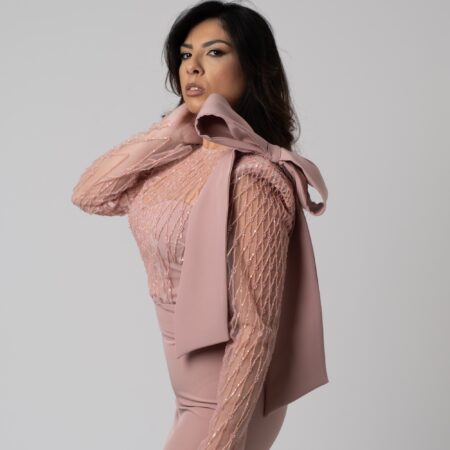 Abito lungo corpino rombi e gonna a tubino