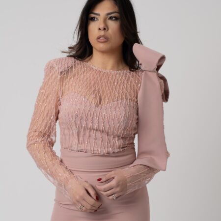 Abito lungo corpino rombi e gonna a tubino