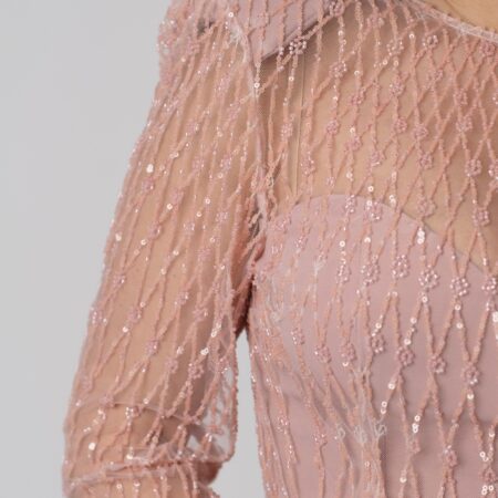 Abito lungo corpino rombi e gonna a tubino