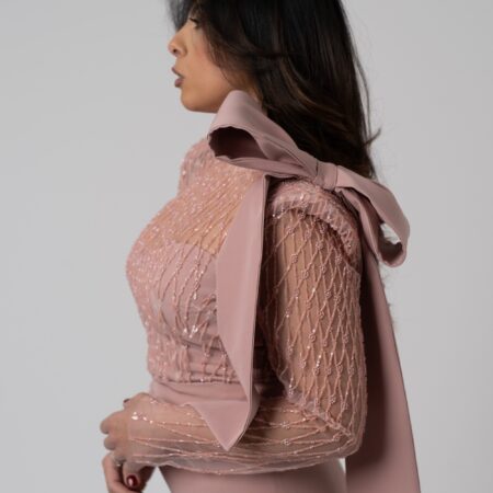 Abito lungo corpino rombi e gonna a tubino