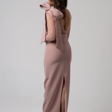 Abito lungo corpino rombi e gonna a tubino