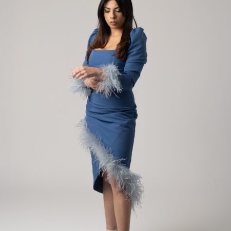 Coordinato cielo in tulle e piume per mamma / figlia