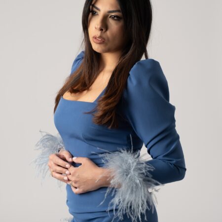 Coordinato cielo in tulle e piume per mamma / figlia