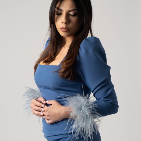 Coordinato cielo in tulle e piume per mamma / figlia