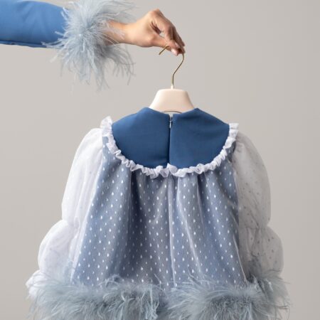 Coordinato cielo in tulle e piume per mamma / figlia