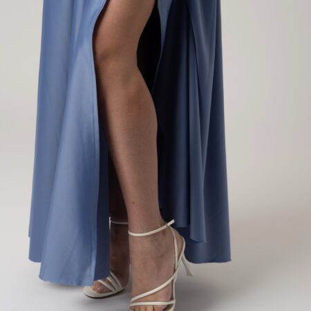 Abito in Seta Polvere con Scollo a Cuore