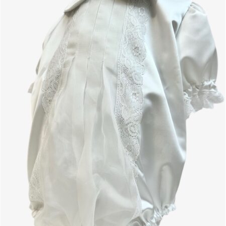 Pagliaccetto in seta con inserti di organza e pizzo