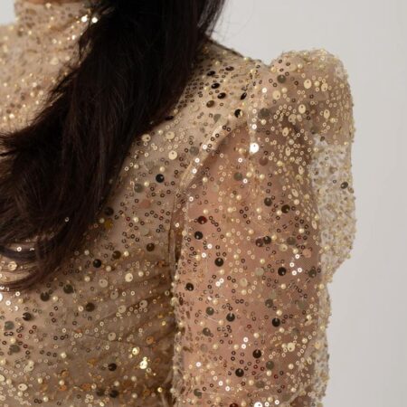 Abito Gold in perline e micro paillettes