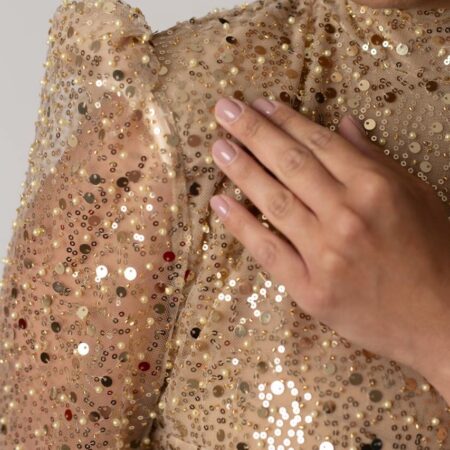 Abito Gold in perline e micro paillettes