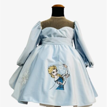 Abito in velluto con ricami Frozen e mantello