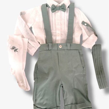 Completo in lino verde salvia