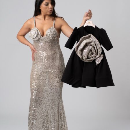 Coordinato in paillette bronzo