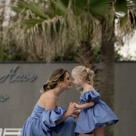 Coordinato mamma figlia in seta polvere