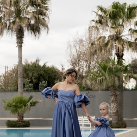 Coordinato mamma figlia in seta polvere