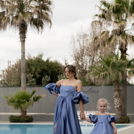 Coordinato mamma figlia in seta polvere