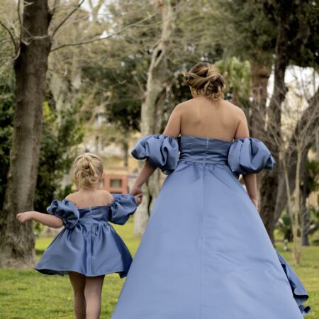 Coordinato mamma figlia in seta polvere