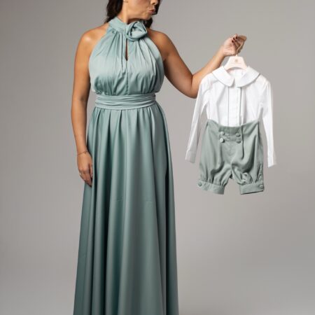 Coordinato mamma figlio in verde salvia