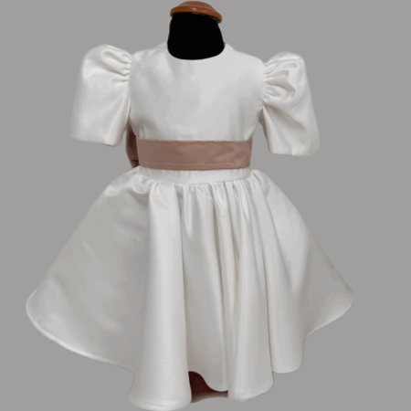 Abito in seta con fiocco rosa cipria personalizzato