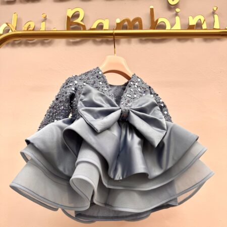 Abito corpino in perline celeste polvere