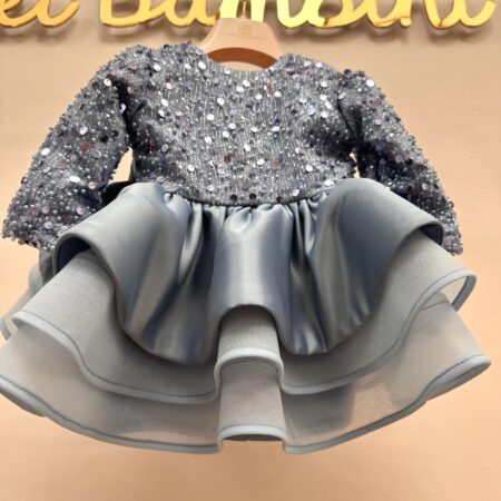 Abito corpino in perline celeste polvere