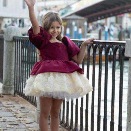 Abito romance in velluto bordeaux