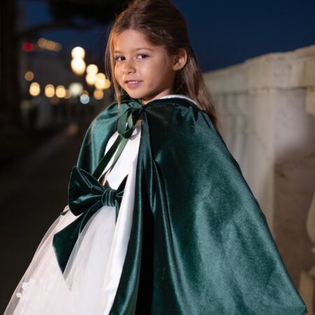 Mantella bimba double face velluto verde e seta