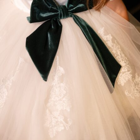 Abito bimba in tulle con fiocco in seta