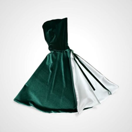 Mantella bimba double face velluto verde e seta