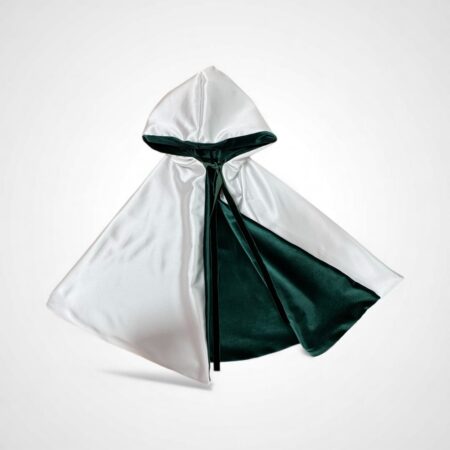 Mantella bimba double face velluto verde e seta