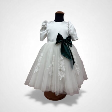 Abito bimba in tulle con fiocco in seta